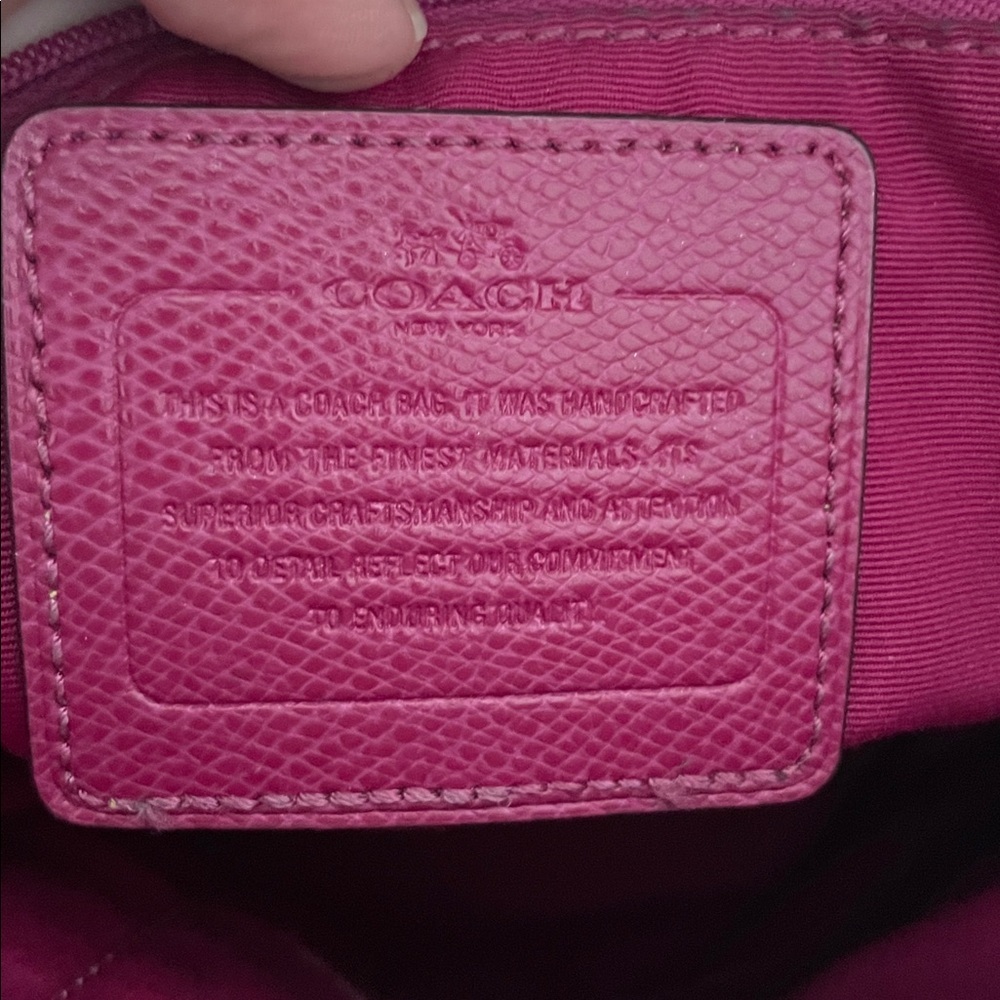 Coach City Tote Bag in Signature Coated Canvas with magenta leather accents - Picture 12 of 16